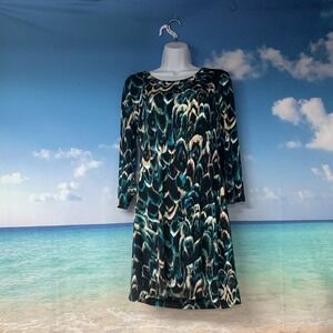 Cupid Long Sleeve Dress Size Medium Brown Tan Blue